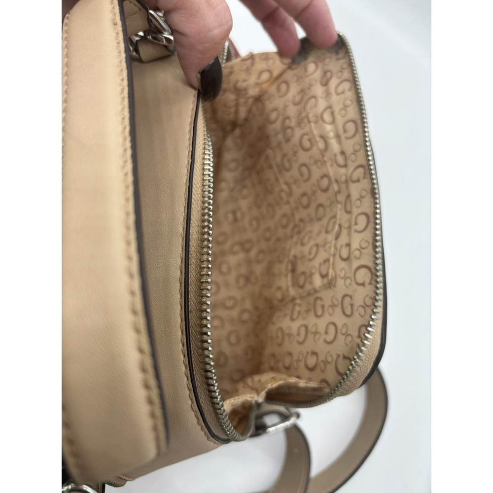 GUESS Beige Crossbody Camera Bag Faux Leather Zip - Picture 8 of 9
